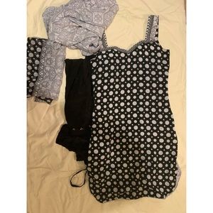 Black and white india suit dress with 2 pants